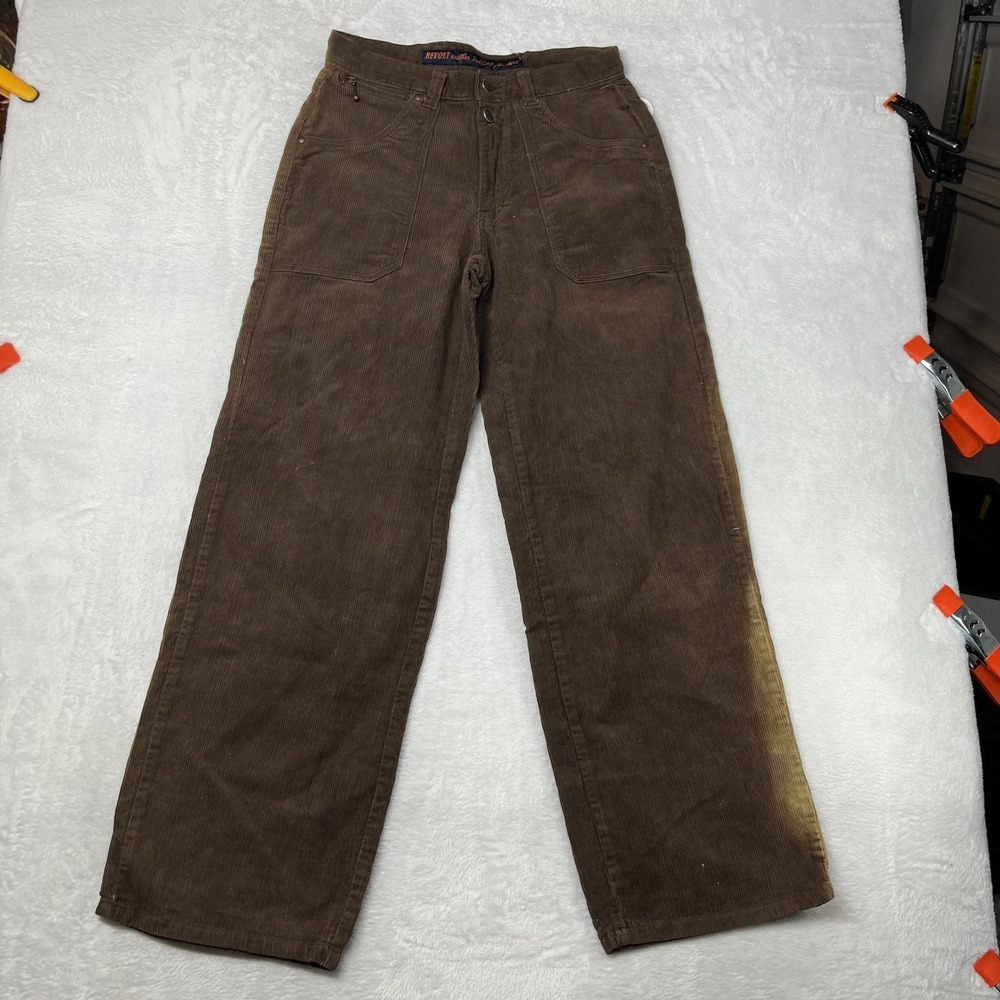 Revolt Corduroy Pants Women's 7/8 Brown Pockets Classic Straight Leg - 28X30